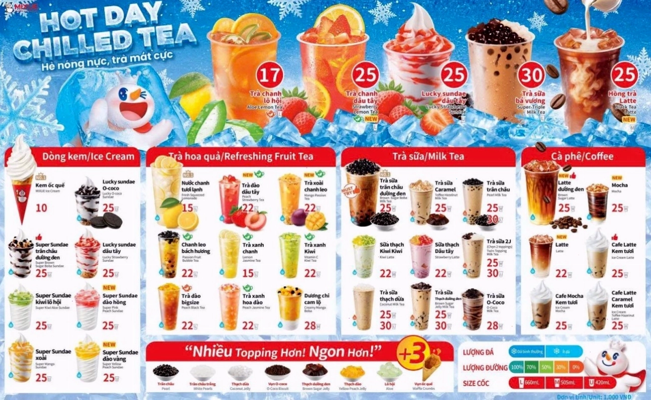 Menu Mixue mới nhất 2025 – Cập nhật liên tục giá và đồ uống hot nhất