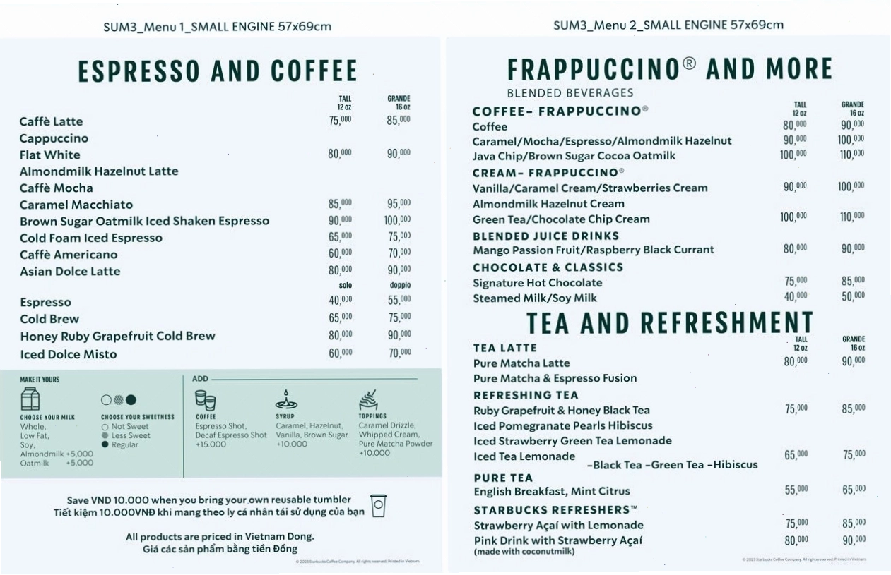 Menu Starbucks: Bảng giá chi tiết và TOP 7 món best seller