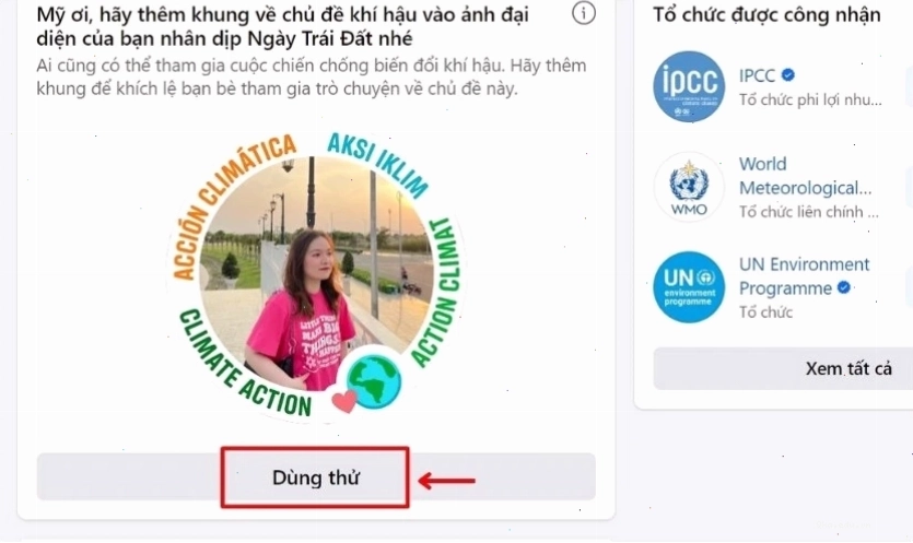 Nhấn Dùng làm ảnh đại diện để thiết lập hình ảnh mới
