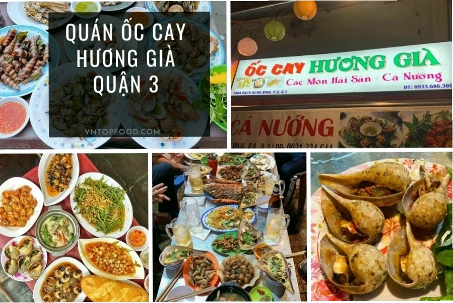 Quán ốc Hương Già với nhiều món ốc hấp dẫn