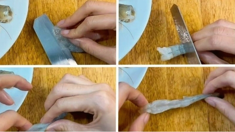 Sơ chế tôm sú sạch sẽ