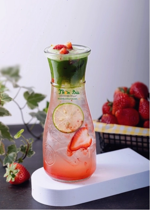 Soda matcha dâu tươi mát lạnh, hấp dẫn cho ngày hè
