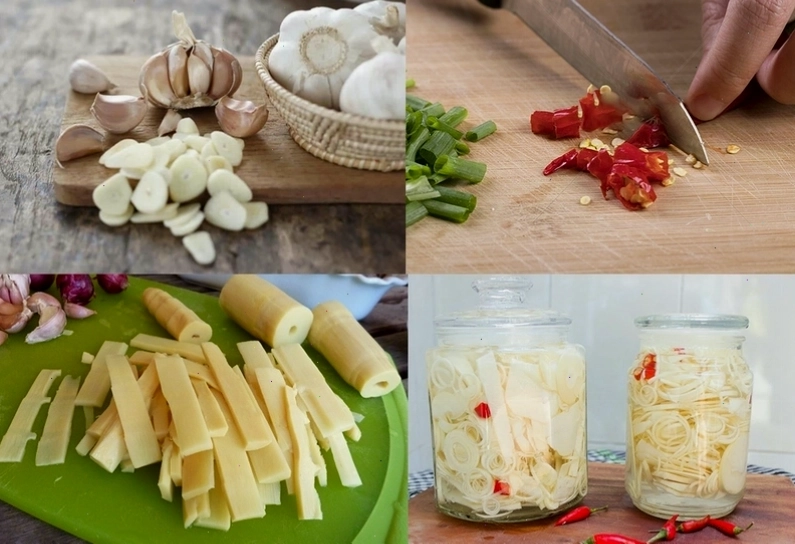 Thành phẩm măng ngâm tỏi ớt giòn ngon, hấp dẫn