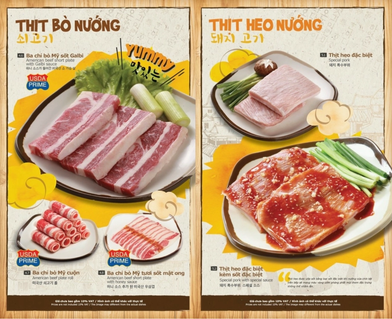 Thịt bò và thịt heo nướng tại GoGi House