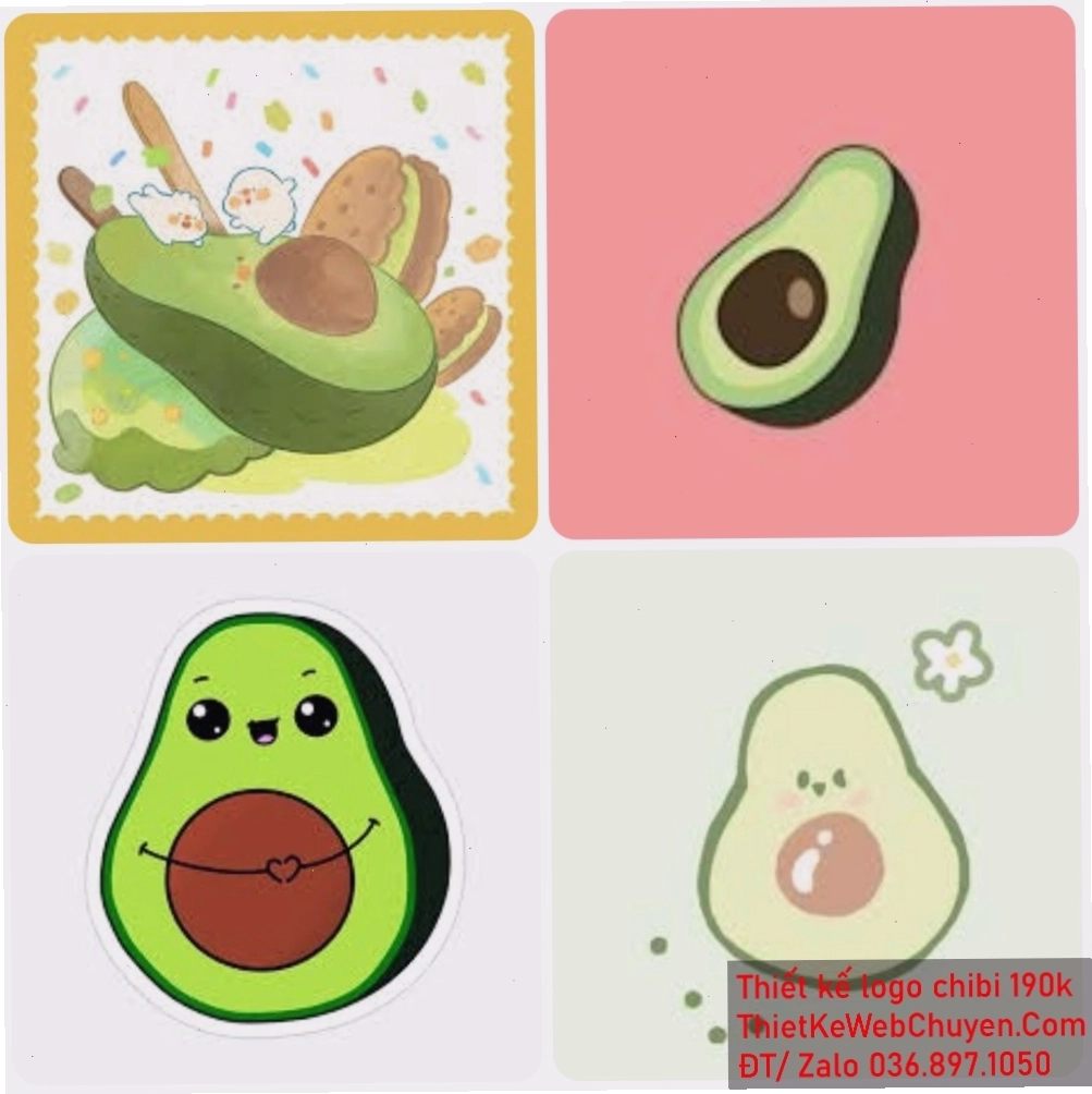 Trái bơ chibi cute được trang trí độc đáo