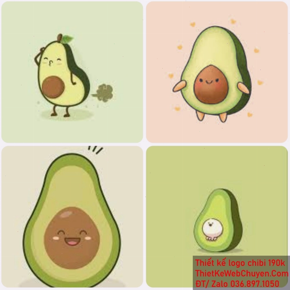 Trái bơ chibi cute với hai má phúng phính