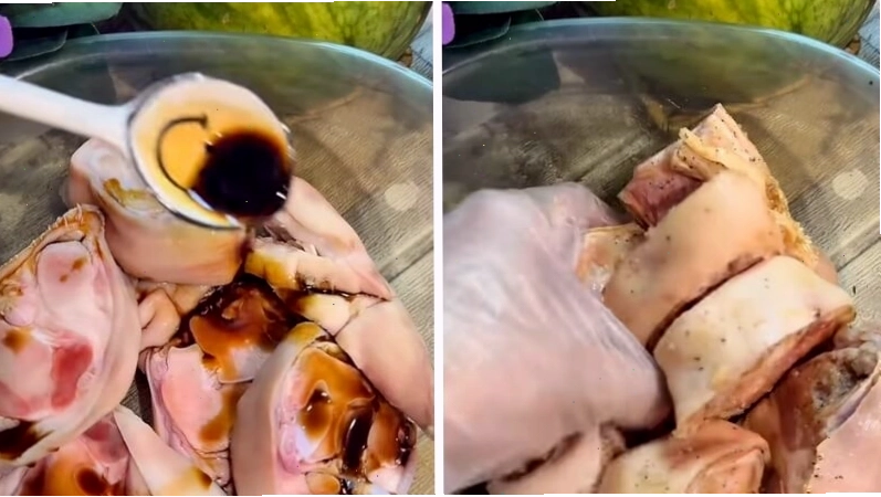 Ướp chân giò trước khi kho