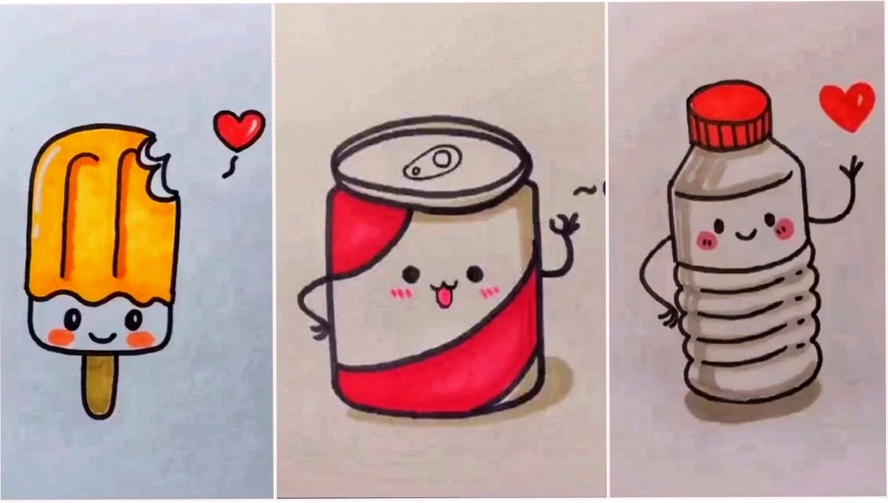 Vẽ đồ ăn thức uống cute đáng yêu, vẽ hình cute | Cute drawing #48