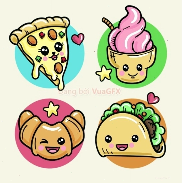 Vector biểu tượng hoạt hình đồ ăn vặt cute