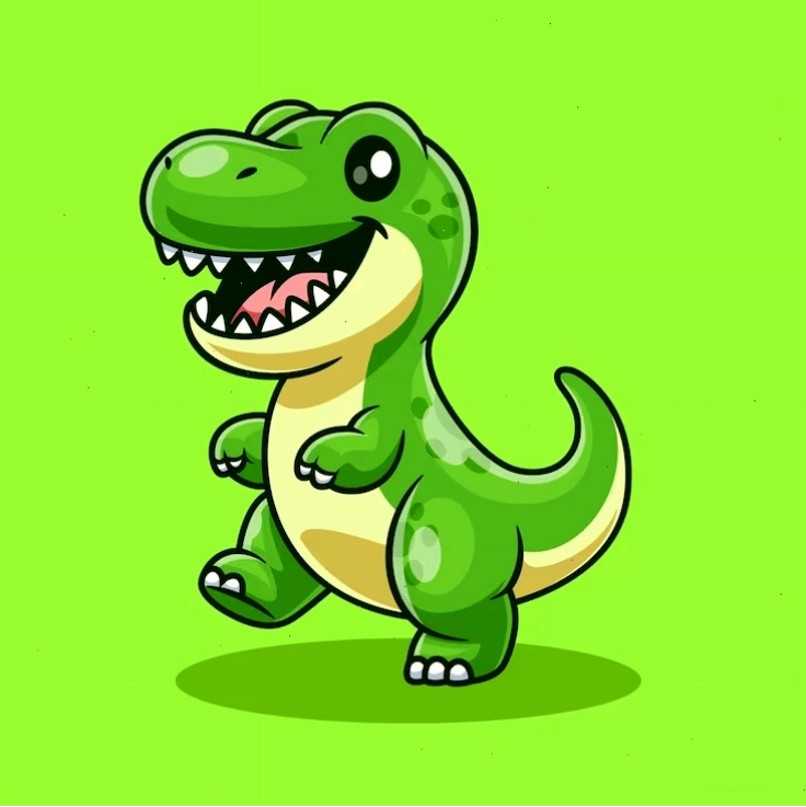 Khủng long bạo chúa T-Rex phong cách hoạt hình chibi đáng yêu